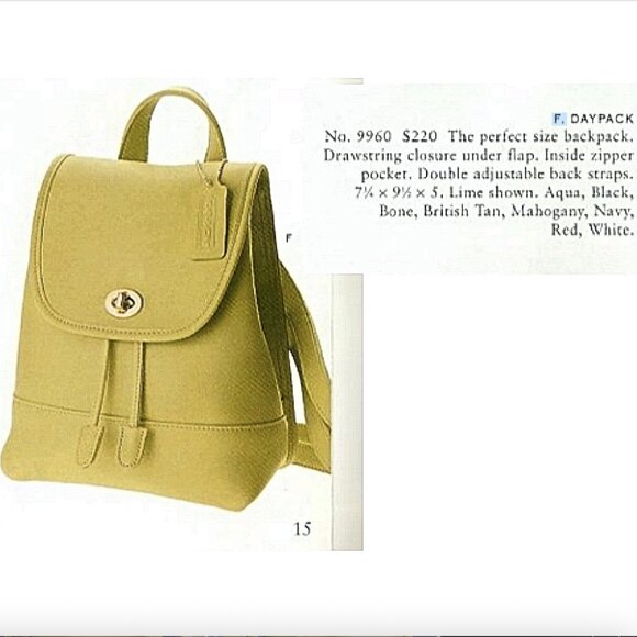 Coach Vintage - LIME Daypack Backpack 9960 - USA 1997 - Picture 5 of 15